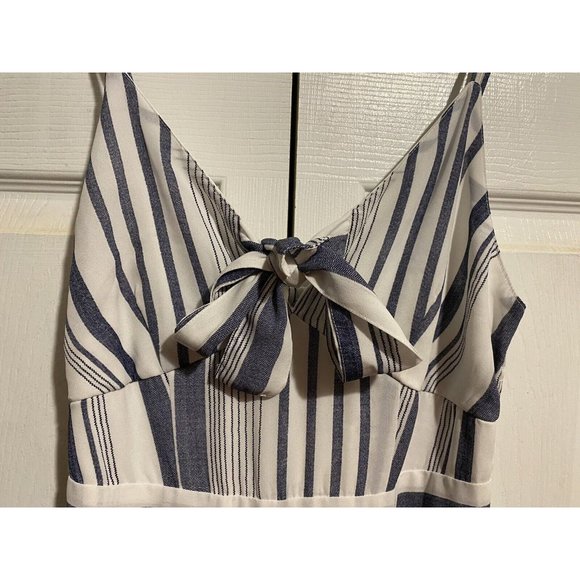 Japna size small blue white jumpsuit romper s smocked boho new sleeveless - Picture 6 of 10